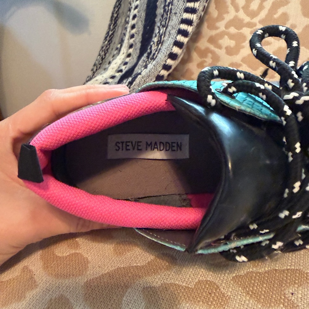 Steve Madden Pink, Black & Teal Mixed-Print Fashion Sneaker - Picture 5 of 5